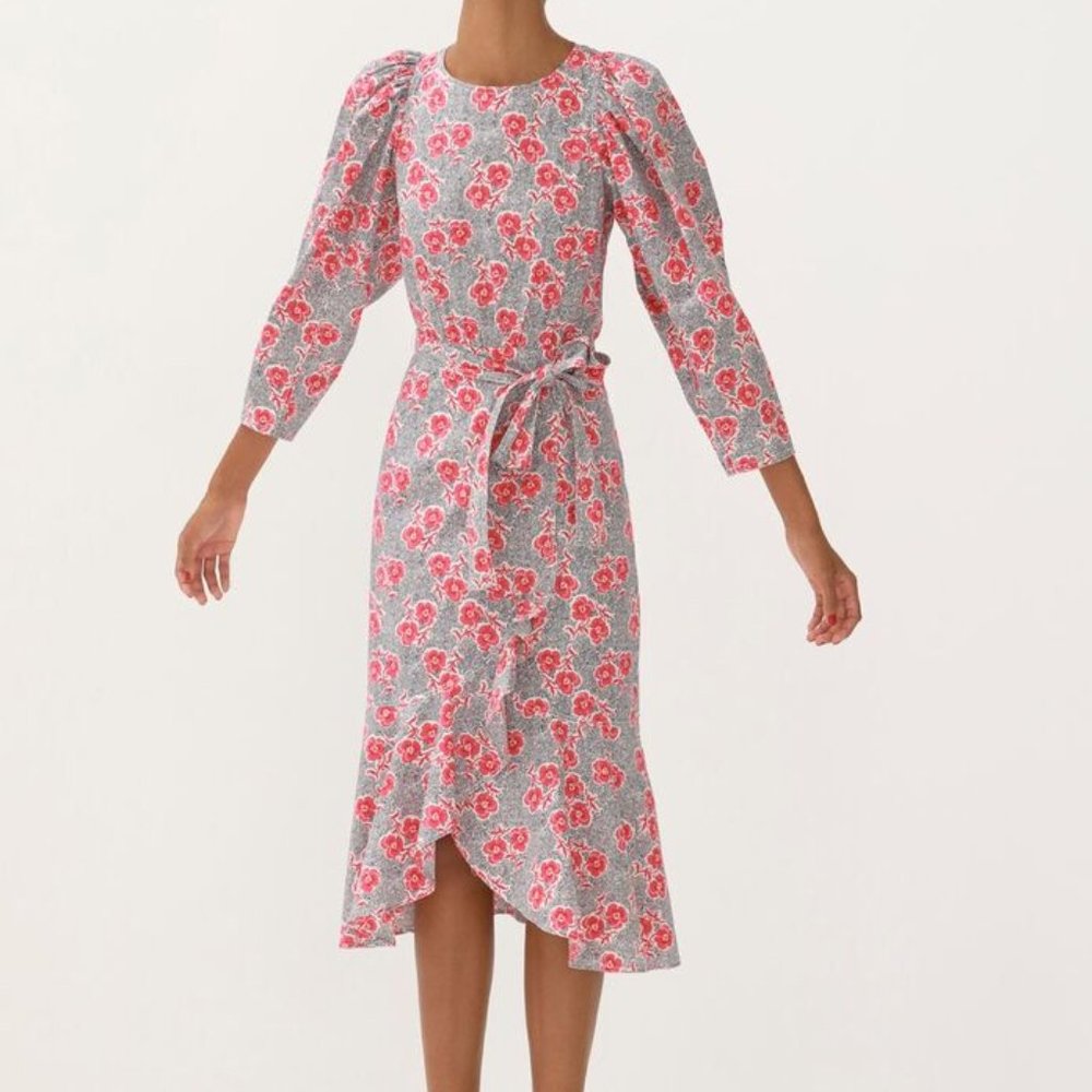 Rebecca Taylor Coral Fleur Poplin Dress - Size 8 - Picture 2 of 6